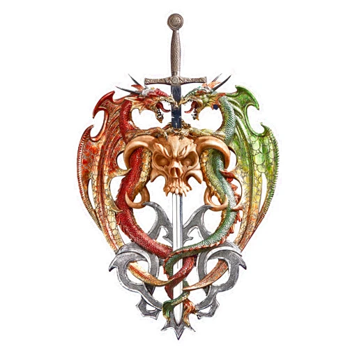 Design Toscano Hell-Bent Dragon Protectors of The Sword Gothic Wall Sculpture, 17 Inch, Resin, Full Color Finish