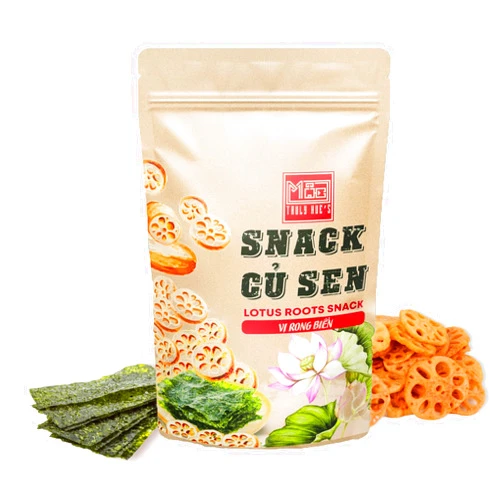 Amazin Choices Snack Cu Sen Rong Bien- Snack Viet- Healthy Snack- Study Snack- Party Snack- Night Snack- Vietnamese Snack Crispy Lotus Root Seaweed Flavor Snack Pack 1.76oz