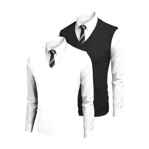 COOFANDY Mens V Neck Sweater Vest 2 Pack Casual Sleeveless Pullover Thermal Shirts Solid Plain Fine Knit Sweater Vests Fleece