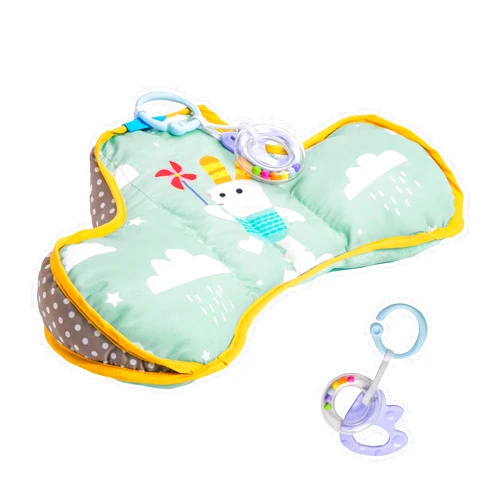 Taf Toys Baby Tummy Time Pillow | Perfect for 2-6 Months Old Babies, Enables Easier Development & Easier Parenting, Natural Developmental, Comfortable Tummy Time, Ergonomic Design, Detachable Toys