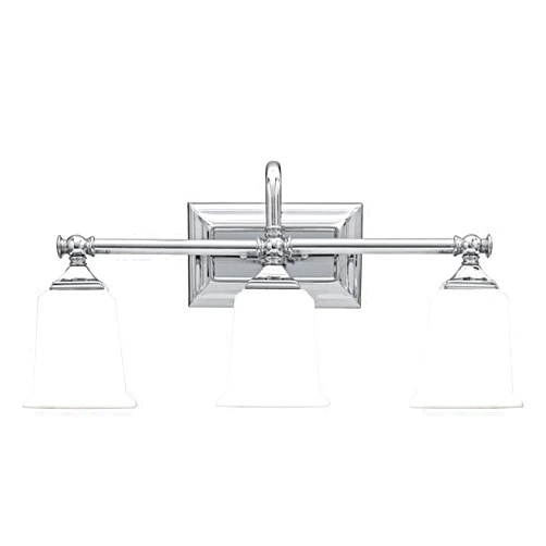 Quoizel NL8603C Nicholas Interior Lighting Mid Century Style Squared Opal Etched Glass Bath Vanity Wall Light, 3-Light 300 Total Watts, 10