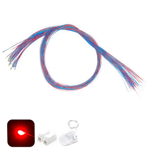 ZZHOB 25pcs Pre-Wired Micro LED Pre-soldered 0402 SMD LEDs with Assembly Accessories for Beginner Model Building (Red, 25pcs)