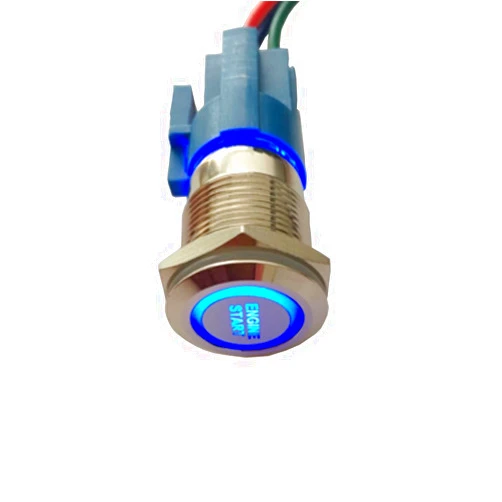 ESUPPORT 12V Car Vehicle Blue LED Light Headlight Push Button Metal Toggle Switch Socket Plug 19mm Engine Start