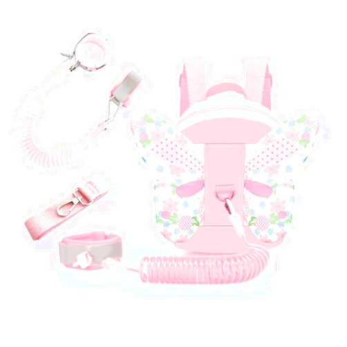 Ibestby 3 in 1 Toddler Backpack with Leash Anti Lost Wrist Link and Safe Strap Belt Baby Harness Leash for Walking with Butterfly Wings Suitable for 1~3 Years Girls