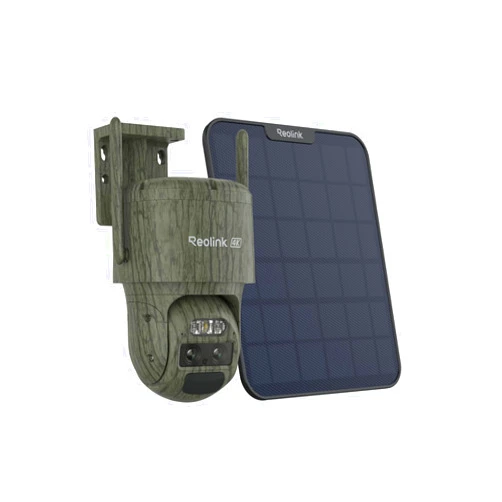 REOLINK 4K Dual Lens 4G LTE Cellular Security Camera, SIM Card Included, Wireless Auto Tracking Trail Camera, 6X Hybrid Zoom, No-Glow IR, Waterproof for Wildlife, TrackMix LTE Trail + Solar Panel 2
