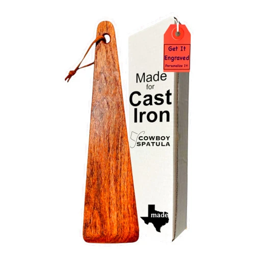 Cowboy Spatula Company COWBOY SPATULA Mesquite Wood Spatula - Original Handmade in Texas Made in USA For Non stick Frying Pan, Cast Iron Skillet, griddle, baking, stainless steel (Original - Plain - No personalization)