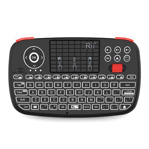 Rii (Upgrade) i4 Mini Bluetooth Keyboard with Touchpad, Blacklit Portable Wireless Keyboard with 2.4G USB Dongle for Smartphones, PC, Tablet, Laptop TV Box iOS Android Windows Mac.Black