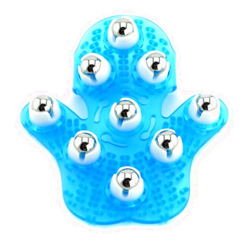 SAMYO Palm Shaped Massage Glove Body Massager with 9 360-degree-roller Metal Roller Ball Beauty Body Care (Blue)