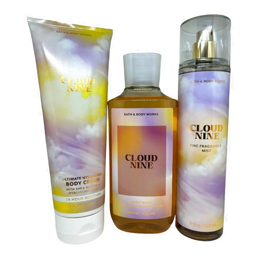 Generic Bath Body Works CLOUD NINE 3-Piece Gift Set Moisturizing Body Wash - Ultimate Hydration Body Cream and Fine Fragrance Body Mist, full size, Dressed In White