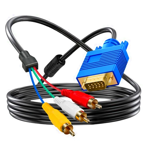 Herfair VGA to 3 RCA Component Cable 15-Pin D-Sub to YPbPr Adapter Cord [NOT AV Composite] VGA Male to Component RCA Male Converter Cable for TV, LCD Projector, Set-top Box, DVD Player, More (5FT)