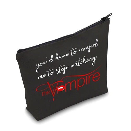 Gzrlyf Vampire TV Show Inspired Makeup Bag TVD Merch Salvatore Brothers TVD Gifts Vampire Lover Cosmetic Bag (stop watching Vampire)