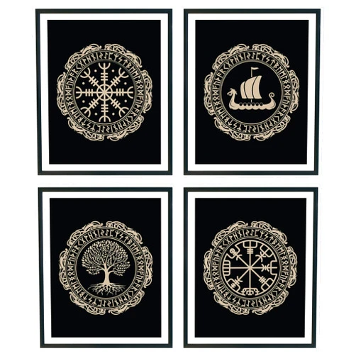 97 Decor Norse Mythology Gifts - Viking Decor for Home, Viking Wall Art, Vikings Poster Norse Rune Symbol, Norse Pagan Decorations for Men Bedroom, Viking Print Vegvisir Wall Decor (8x10 UNFRAMED)