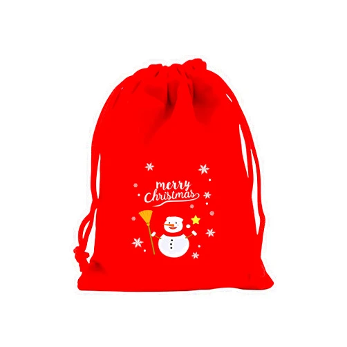 SUMILUOCHEN Red Christmas Drawstring Bag, Reusable Small Velvet Present Storage Bag for Xmas Presents, 7.8x11.8inch (Style 4)