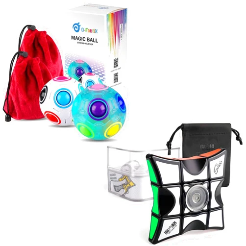 D-FantiX Rainbow Puzzle Ball & Fidget Spinners Cube