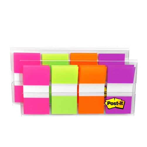 Post-it Flags, 80/On-The-Go Dispenser, 2 Dispensers/Pack, 1 in Wide, Assorted Bright Colors (680-PGOP2)