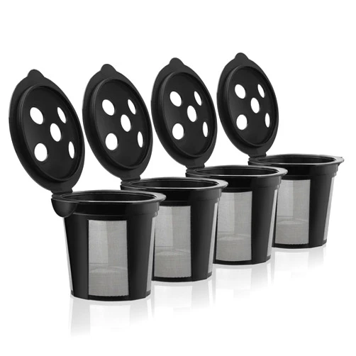 GoodCups 4 Reusable K Cups for Keurig K Supreme, K Supreme Plus, K Slim with Multistream Technology, K-Brew Chill, K-Duo Hot & Iced - 4 Black Refillable Kcups Coffee Filters for Keurig Coffee Makers