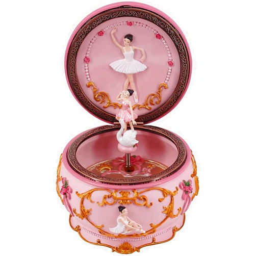 Singeek Ballerina Girl Mechanism Rotate Music Box with Colorful Lights and Sankyo 18-Note Wind Up Signs of The Girl Heart Gift for Birthday Christmas (Swan Lake)