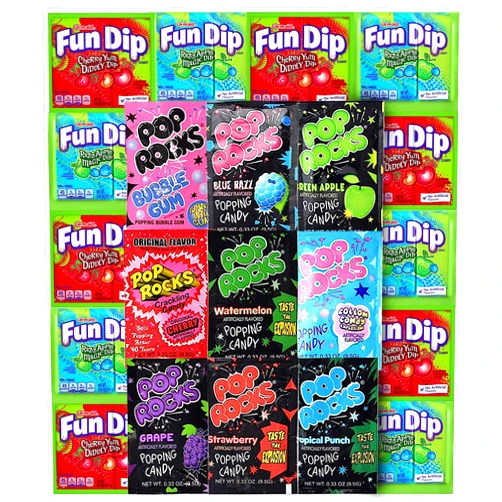 BLUE RIBBON Pop Rocks Popping Mixed Candy 9 Flavor Variety with 12 Fun Dip - Taste the Explosion, Individually Wrapped - Care Package for Family, Friends, Kids and more (21 Count)