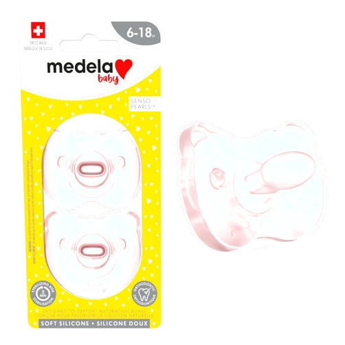 Medela Baby Pacifier | 6-18 Months | includes Sterilizing Case | 2-Pack | Soft Silicone | BPA-Free | Supports Natural Suckling | Pink