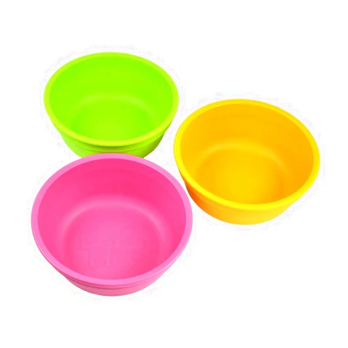 Re-Play Made in USA 12 Oz. Reusable Plastic Bowls, Pack of 3 Without Lid - Dishwasher and Microwave Safe Bowls for Snacks and Everyday Dining - Toddler Bowl Set 5.75