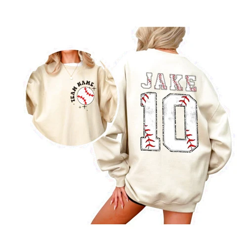 IZI POD Personalized Baseball Sweatshirt, Baseball Sweatshirt Women, Baseball Mom tshirt, Customized Name Baseball Hoodie