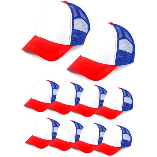 Tarpop 10 Pcs Sublimation Blank Trucker Hats Bulk Mesh Baseball Cap Polyester Mesh Trucker Hat for Men and Women