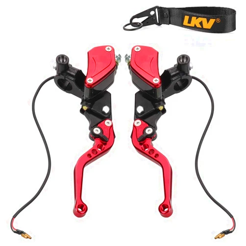 LKV Motorcycle Brake Clutch Pump Lever with Dual Hydraulic Master Cylinder Reservoir Set 7/8