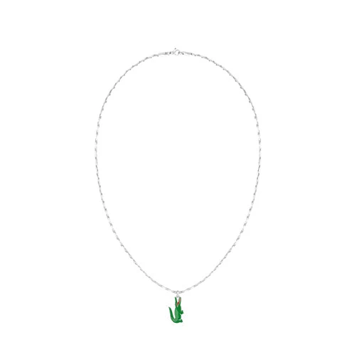 Lacoste Men's Arthor Jewelry Necklace, Stainless Steel, Rectangular Box Chain Necklace, Reversible Pendant, Fashionable