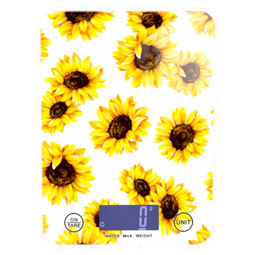 DOMIKING Sunflowers Food Scale Waterproof Digital Kitchen Scales Weight Ounces and Grams with Coffee Scale for Weight Loss, Baking, Cooking