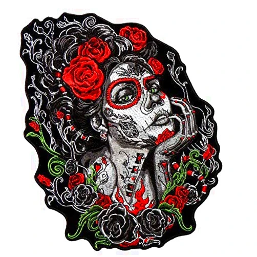 Officially Licensed Original Hot Leathers Inc. USA Officially Licensed Originals Sugar Skull Woman, Premium Quality Iron-On/Saw-On, Heat Sealed Backing Rayon Patch - 4