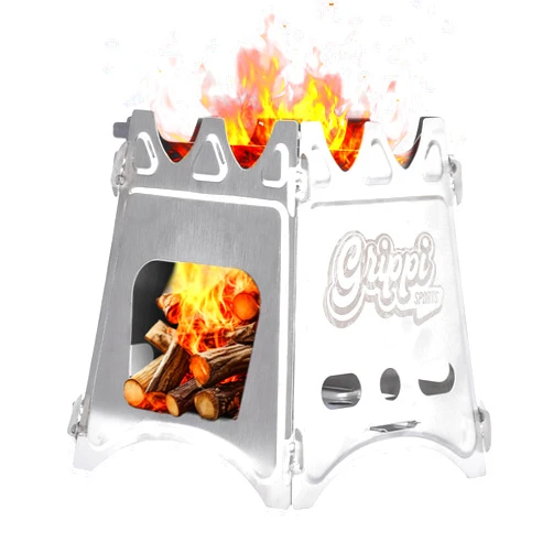 BARKMASTER BBQ ACCESSORIES Grippi Camping Fire Stove - Camp Cook Stove - Wood Burning Stove - Survival Stove Portable Kit - Compact, Durable, Camp Stoves - Lightweight Outdoor Camping Stove - 4.5x6.5x7.1 inch