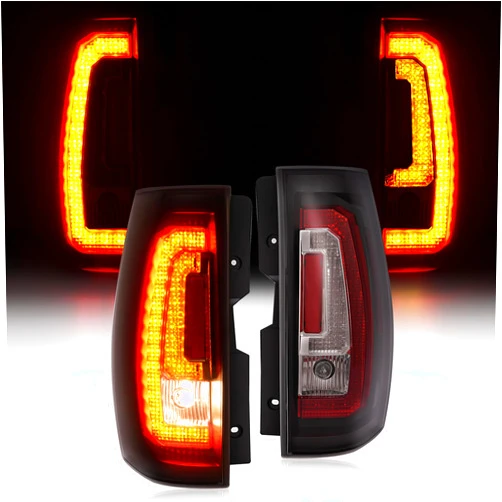 HECASA LED Tail Lights Pair Compatible with 2007-2014 Chevy Chevrolet Suburban Tahoe GMC Yukon/Yukon XL Taillight Rear Brake Lamp LH & RH - Smoke Lens Black Housing