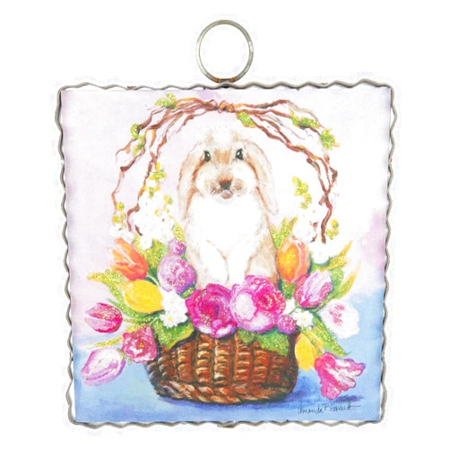 The Round Top Collection - Mini Hamilton French Lop Basket - Metal & Wood