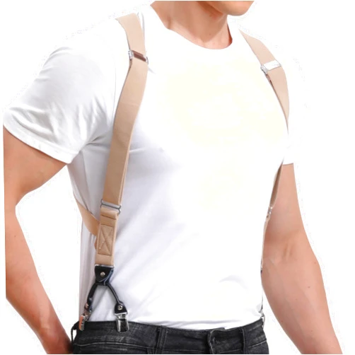 LazarsSpace Men's Side Suspenders with Dual Clips Per Side - Secure Fit, Ultimate Comfort, and Belly Relief