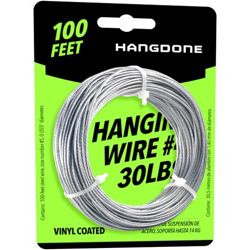 HangDone Coated Picture Hanging Wire #4 30lbs 100-Feet, Flexible Steel Wire 16 Gauge for Hang Up Frame/Painting and Mirror