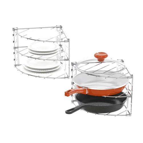 Deco Brothers 3-Tier Counter and Cabinet Corner Shelf Organizer, 2 Pack, Chrome