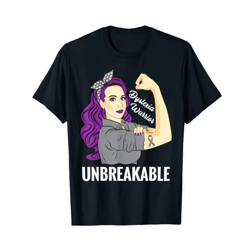 Dyslexia Awareness Products by Znovanna Dyslexia Awareness Strong Warrior Support Women Kids T-Shirt