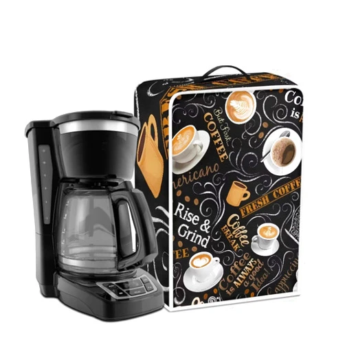 Psesaysky Coffee Maker Dust Cover and Pot Cover with Top Handle for Standard Coffee Maker - Waterproof and Printed