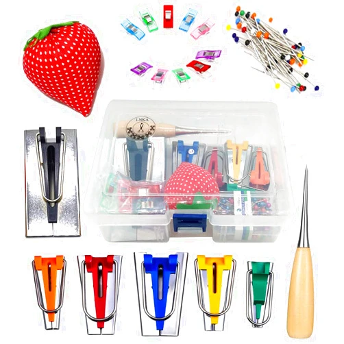 LNKA Fabric Bias Tape Maker Set of 19pcs Tools with Instruction,Size 1/4