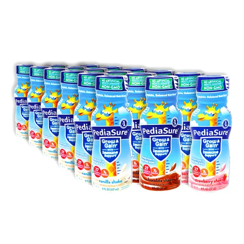 Niro Assortment | PediaSure Grow and Gain With Immune Support Shake | Complete Balanced Nutrition | PediaSure Strawberry, PediaSure Vanilla, and PediaSure Chocolate Flavors | 18 Pack | Niro Sleeve Included