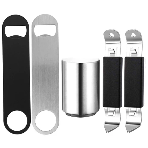 Tunyet 5Pcs Bottle Opener Can Openers,2Pcs Classic Flat Bottle Opener,1Pc Automatic Bottle Opener and 2Pcs Magnetic Can Opener Bottle Openers (Silver 5PCS)