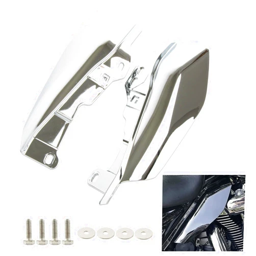 PSLER Chrome Mid Frame Heat Air Deflector Sets - 2 Pieces Shield Wind Deflectors Fairing Compatible for Touring Street Glide Road King Electra Glide 2017-2023 Models