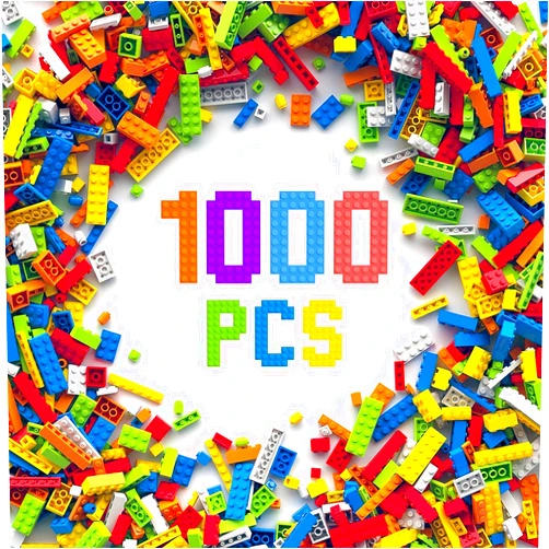 3 otters 1,000PCS Building Blocks Bulk Classic Building Blocks Set Basic uilding Blocks Kit Compatible with All Major Brands for Kids