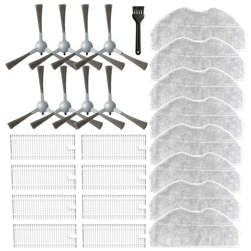 HUIZHEN Accessories Kit for ROPVACNIC S1, for Tipdiy G90, for betboyles V75S, for VIPSUN Z1, for PrettyCare C2 Robot Vacuum Replacement Parts, 8 Side Brush, 8 HEPA Filter, 8 Mop Pad