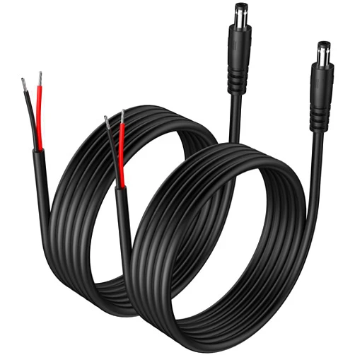PROIMB 2Pcs DC Power Pigtail Cord 3.9 Ft, 18Awg 5.5 x 2.1MM Barrel Connector, Male Plug To Bare Wire, Open End Power Wire Supply Repair Cable for CCTV Security IP Camera, DVR, Led Light, 5V, 12V, 24V Adapter