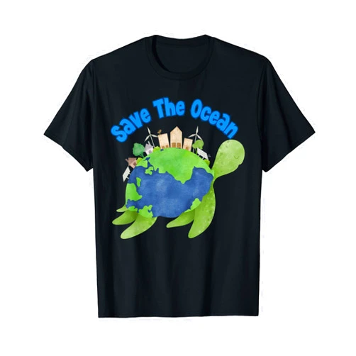 Green Planet sea Turtle Save The Ocean Environment Earth Day T-Shirt