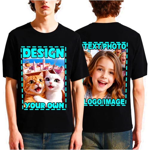 Custom T-Shirt for Men and Women - Personalized Tee with Photos,Text, Image or Logo Print on Cotton Shirts -Customized Gift