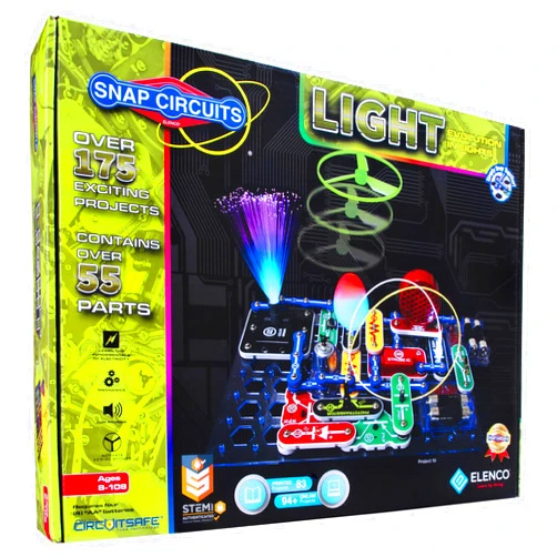 Elenco Snap Circuits LIGHT Electronics Exploration Kit | Over 175 Exciting STEM Projects | Full Color Project Manual | 55+ Snap Circuits Parts | STEM Educational Toys for Kids 8+,Multi