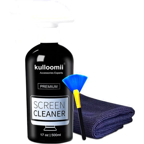 Kulloomii Screen Cleaner Spray and Wipe, 17oz Screen Cleaning Kit for iPhone, Ipad, TV, Monitor, Laptop, Computer, MacBook, Kulloomii 500ml Large Bottle Electronic Cleaner with Microfiber Cloth and Brush