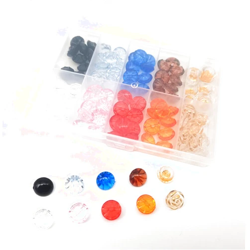 Clyaiylc 100 Pieces 10 Styles Mini Transparent Acrylic Shirt Buttons DIY Crafts Sewing Accessories 12.5mm